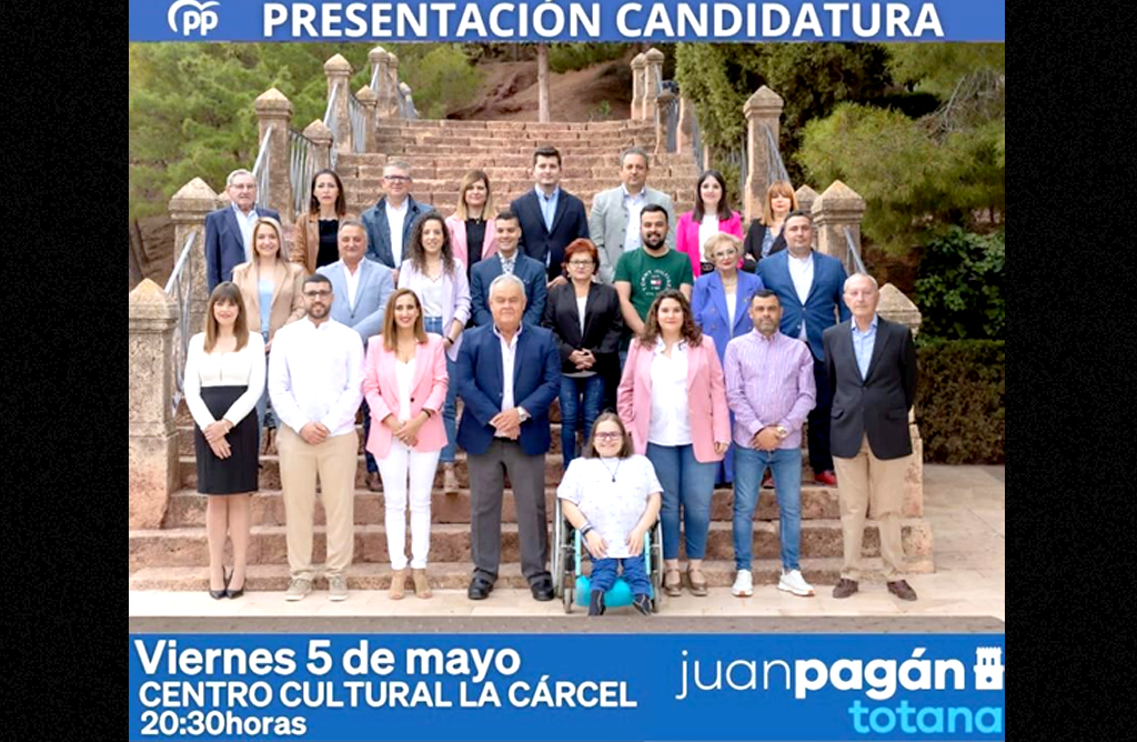 Juan Pagán presenta esta tarde su candidatura para las
municipales del 28 de mayo